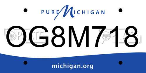 OG8M718 Michigan License Plate