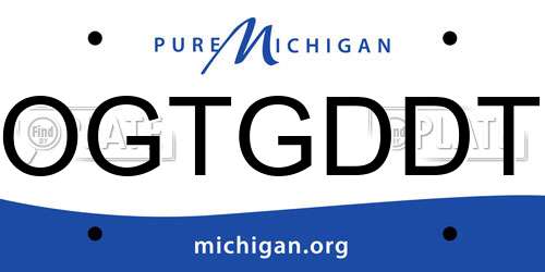 OGTGDDT Michigan License Plate