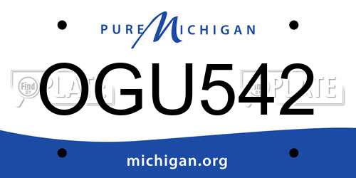 OGU542 Michigan License Plate