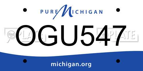 OGU547 Michigan License Plate