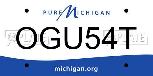 OGU54T Michigan License Plate