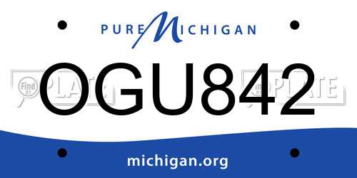 OGU842 Michigan License Plate