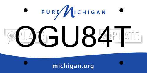 OGU84T Michigan License Plate