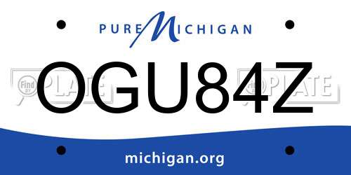 OGU84Z Michigan License Plate