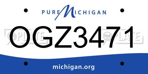 OGZ3471 Michigan License Plate