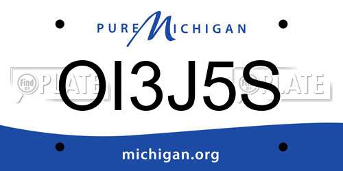 OI3J5S Michigan License Plate