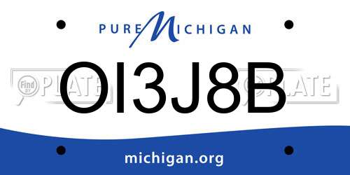 OI3J8B Michigan License Plate