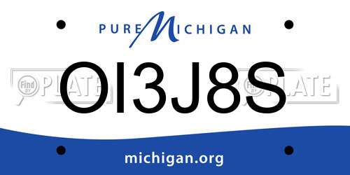 OI3J8S Michigan License Plate