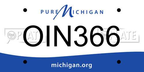 OIN366 Michigan License Plate