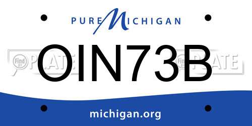 OIN73B Michigan License Plate
