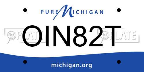 OIN82T Michigan License Plate