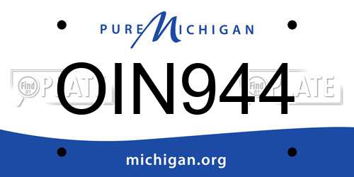 OIN944 Michigan License Plate