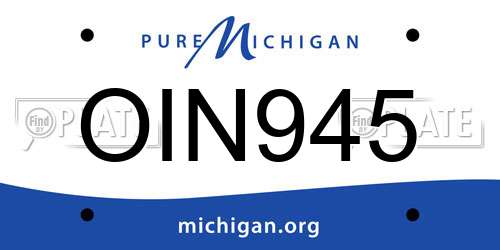 OIN945 Michigan License Plate