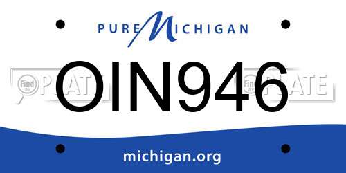 OIN946 Michigan License Plate