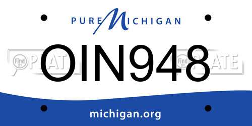OIN948 Michigan License Plate
