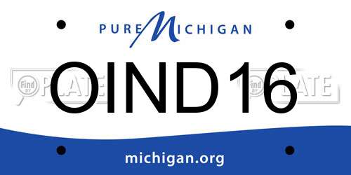 OIND16 Michigan License Plate