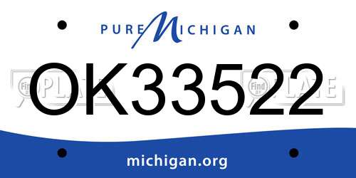 OK33522 Michigan License Plate