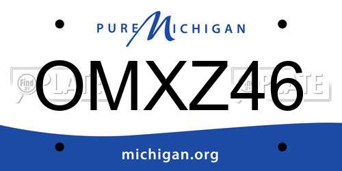 OMXZ46 Michigan License Plate