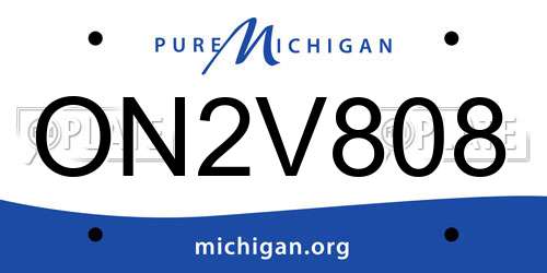 ON2V808 Michigan License Plate