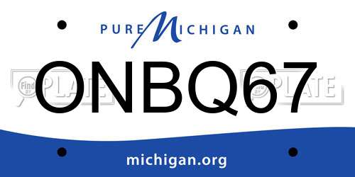 ONBQ67 Michigan License Plate