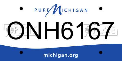 ONH6167 Michigan License Plate