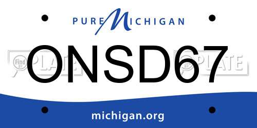 ONSD67 Michigan License Plate