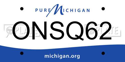 ONSQ62 Michigan License Plate