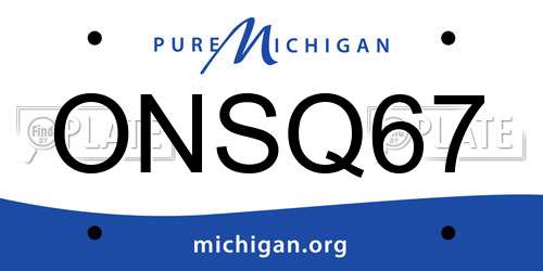 ONSQ67 Michigan License Plate