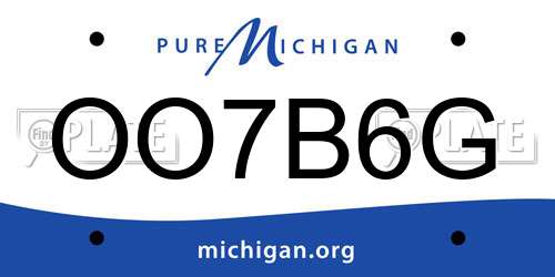 OO7B6G Michigan License Plate