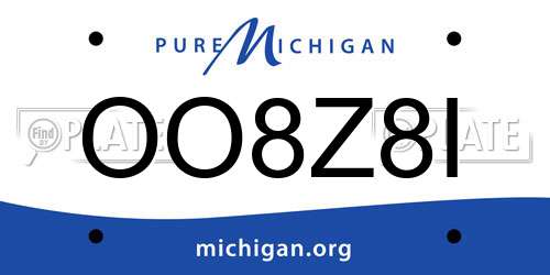OO8Z8I Michigan License Plate