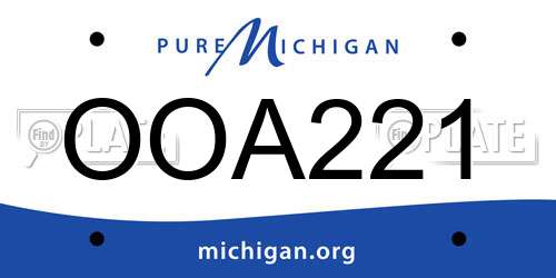 OOA221 Michigan License Plate
