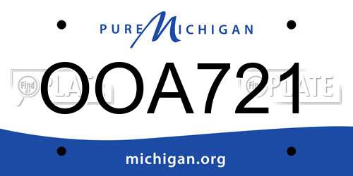 OOA721 Michigan License Plate
