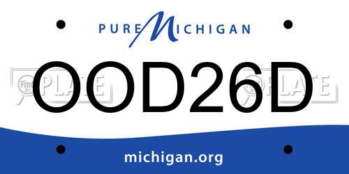 OOD26D Michigan License Plate