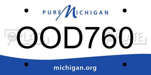 OOD760 Michigan License Plate