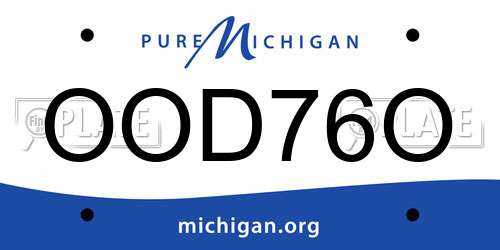 OOD76O Michigan License Plate