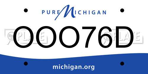 OOO76D Michigan License Plate