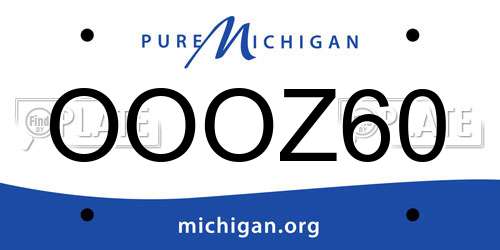 OOOZ60 Michigan License Plate
