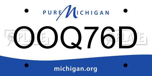 OOQ76D Michigan License Plate