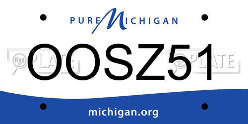 OOSZ51 Michigan License Plate