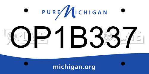 OP1B337 Michigan License Plate