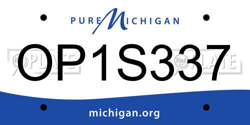 OP1S337 Michigan License Plate