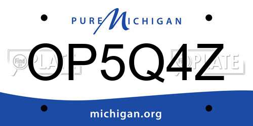 OP5Q4Z Michigan License Plate
