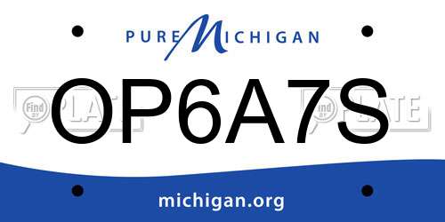 OP6A7S Michigan License Plate