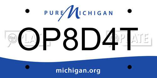 OP8D4T Michigan License Plate