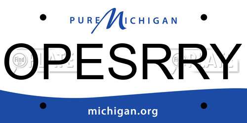 OPESRRY Michigan License Plate