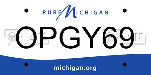 OPGY69 Michigan License Plate