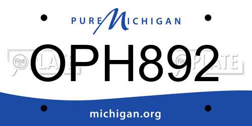OPH892 Michigan License Plate