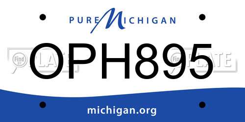 OPH895 Michigan License Plate