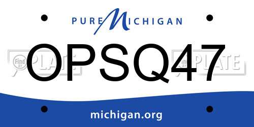 OPSQ47 Michigan License Plate
