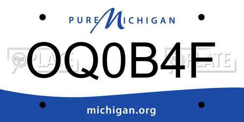 OQ0B4F Michigan License Plate